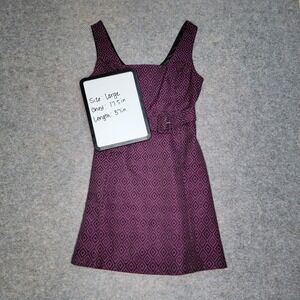 ModCloth Purple Diamond Print Dress Sleeveless Buckle Belt Large L